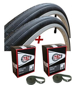 TAC9 Two Pack – 27×1-1/4″ Bike Tire, BONUS Tube and Rim Strip – Select Gu ...