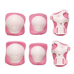 MAXZOLA Kids Protective Pads Knee Pads Elbow Pads Wrist Guards 3 In 1 Protective Gear Set (White)