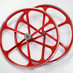 Teny Rim Bicycle Wheelset 6-Spoke MAG Wheels 700c For Fixie or Fixed Gear. Black, White or Red.  ...