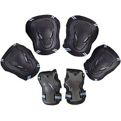 Leadpo Adult / Child Black Blue Color Knee Pads Elbow Pads Wrist Guards 3 In 1 Protective Gear S ...