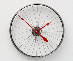 Bike Wheel Clock, unique large wall clock, bike clock, bicycle wheel clock, industrial wall cloc ...