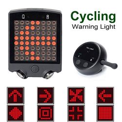 WildGrow Bicycle Turn Signals light, 64 LED 15 Lumen Rechargeable Waterproof Wireless Bike Warni ...