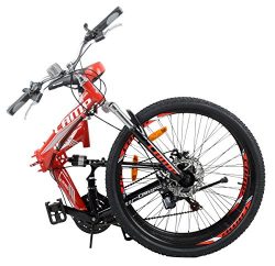 Camp Alloy 26″ Folding Bike 21 Speed Dual Suspension Mountain Bike Rocky