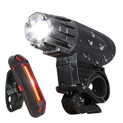Bike Light – USB Rechargeable Bicycle Light Set – Super Bright LED Headlights and Ta ...