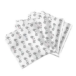 Bike Hipster Illustration Tandem Girls Doodle Pattern Linen Cotton Dinner Napkins Quirky Tandem  ...