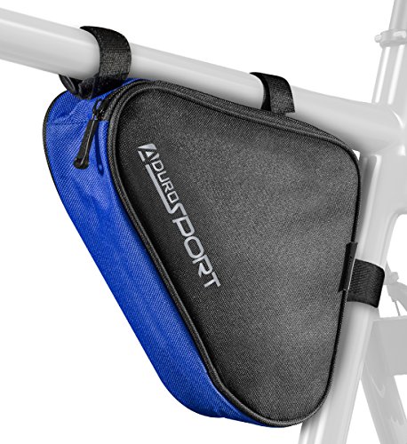 Aduro Sport Bicycle Bike Storage Bag Triangle Saddle Frame Strap-On Pouch for Cycling (Blue)