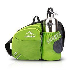 Outdoor Waist Bag, Sunhiker Sports Water Resistant Waist Pack with Water Bottle (Not Included) H ...