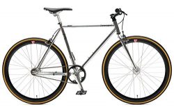 Retrospec Bicycles Mantra V2 Single Speed Fixed Gear Bicycle, Chrome/Black, 53cm/Medium