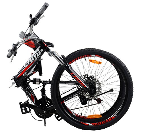 Camp 26″ Alloy Folding Mountain Bike Shimano 21 Speed Dual Suspension MTB Rocky