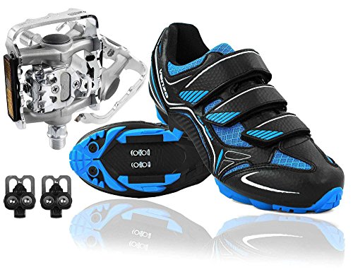 Venzo Mountain Bike Bicycle Cycling Shimano SPD Shoes + Multi-Use Pedals 45