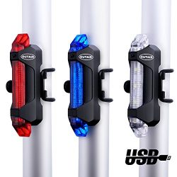 Outair USB Rechargeable Bicycle Light Front And Tail Set 5 LEDs 4 Modes Head Back Bike Flashing  ...