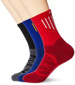 Kold Feet Men’s Performance 3 Pairs Crew Socks For Cycling Large BlackBlueRed