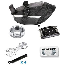 Kitbest Bike Bag, Bicycle Saddle Seat Bag, Multi-Function Cycling Mechanic Repair Tool Kit, Glue ...