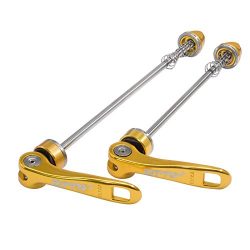 Bicycle Skewers Ultralight Quick Release Skewers for MTB Road Bike 1 Pair (Gold)