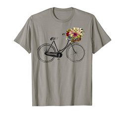 Vintage Sketch Drawing Bike Bicycle Flower Basket T-Shirt