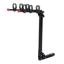 HOMCOM 4-Bike Hitch Mounted Vehicle Bicycle Carrier Rack – Fits 2″ Receiver