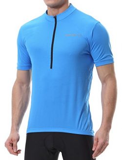 Spotti Men’s Basic Short Sleeve Cycling Jersey – Bike Biking Shirt (Blue, Large)