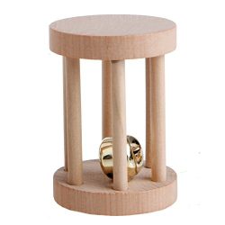 Itemap Natural Wooden Unicycle Dumbell Bell Roller Chew Toys for Pet Rabbits Hamsters (L-6.9cm x ...