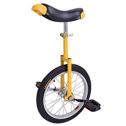 New Deluxe 16″ Inch Unicycle Uni-cycle Unicycles Wheel Cycling Chrome (Yellow)