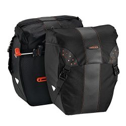 Ibera Bicycle Bag PakRak Clip-On Quick-Release All Weather Bike Panniers (Pair), Includes Rain Cover