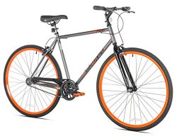 Takara Sugiyama Flat Bar Fixie Bike, 700c, Gray/Orange, Medium/54cm Frame
