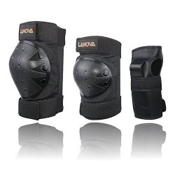 LANOVAGEAR Kids Men Women Adjustable Knee Elbow Pads Wrist Guards Safety Protective Gear Set Cyc ...