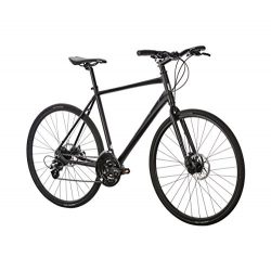 Populo Bikes Fusion 2.0 Hybrid 24-Speed Bicycle with Disc Brakes, Black, 56cm/Large