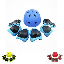 ZCS-SHOP Kids Multi-Sport Helmet With Knee&Elbow Pads and Wrists, 7 Pieces Kids Boys and Gir ...