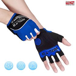 Arltb Cycling Gloves Bike Bicycle Gloves Padded Fingerless Biking Gloves Mittens with Easy to Pu ...