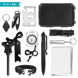 YISSVIC Emergency Survival Kits Professional Outdoor Survival Gear Tool Set 11 in 1 for Outdoor  ...