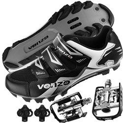 Venzo Mountain Bike Bicycle Cycling Shimano SPD Shoes + Multi-Use Pedals 48