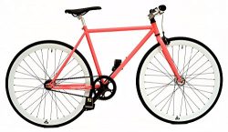 Retrospec Bicycles Mantra Fixie Bicycle with Sealed Bearing Hubs and Headlamp, Coral, 49cm/Small