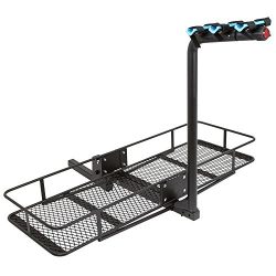 Rage Powersports 3-Bicycle 60″ Folding Cargo Carrier Basket Rack Combo for 2″ Hitches