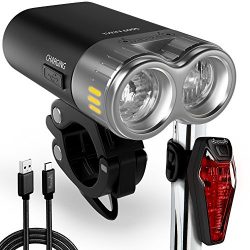 USB Rechargeable Bike Light Kit – LED Bicycle Headlight And Taillight Super Bright 600 Lum ...