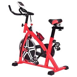 Goplus Exercise Bike Indoor Stationary Bicycle Cardio Fitness Cycle Trainer Heart Pulse w/LED Di ...