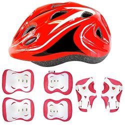 Kids Protective Gear Set LED Helmet Knee Pads Elbow Pads Wrists Pads Guards For Cycling Skateboa ...