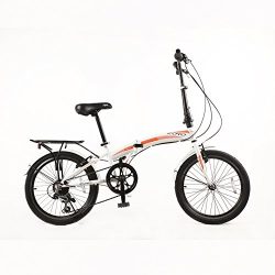 ZOYO 20″ Folding Bikes 7Speed Shimano Gears 20-Inch Folding Bike Lightweight Bicycle(White)