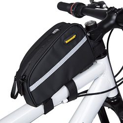 Selighting Bike Top Tube Bag Waterproof Bicycle Frame Pack Bags for Mountain Biking (Black, One  ...