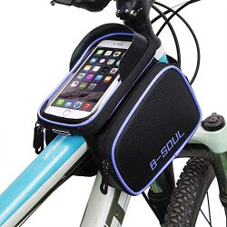 AISISAIWEN Bike Frame Bag Bicycle Top Tube Bag Waterproof Sensitive Touch Screen Cell Phone Moun ...