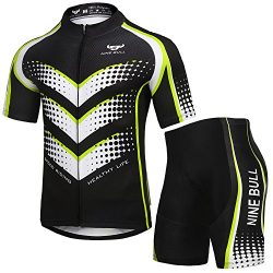 NINE BULL Men’s Cycling Jersey Short Sleeve Quick-Dry Polyester Biking Clothing Set