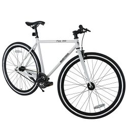 Uenjoy Murtisol Classic Fixed Gear Bike 700C Single-Speed City Commuter Bicycle Black/White