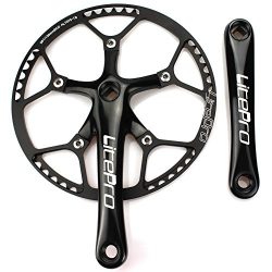 Single Speed Crankset Set 56T 170mm Crankarms 130 BCD Litepro Folding Bike Crankset with Protect ...