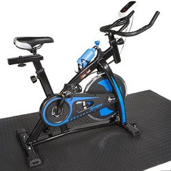 XtremepowerUS Indoor Cycle Trainer Fitness Bicycle Stationary w/ Treadmill mat