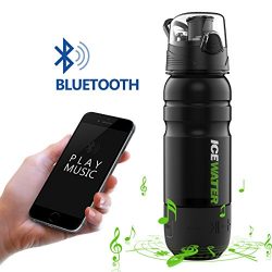 2-in-1 Water Bottle+Bluetooth Speaker,Bottle Materials MADE IN USA(Tritan),100%BPA-Free,22oz,Wir ...