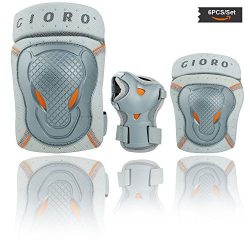 GIORO Youth/adult Knee Pads and Elbow Pads Set with Wrist Guard Safety Protective Gear Set for M ...
