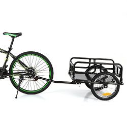 IKAYAA Folding Bike Cargo Trailer Hand Wagon Bicycle Luggage Trailer Storage Cart Carrier with D ...