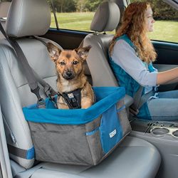 Kurgo Heather Dog Booster Seat for Cars with Seat Belt Tether, Charcoal