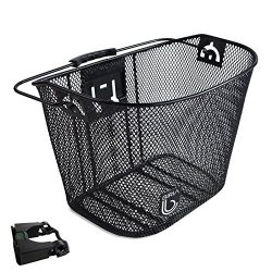 Biria bicycle Basket with Bracket Black – Front Quick Release Basket, Removable, Wire Mesh ...