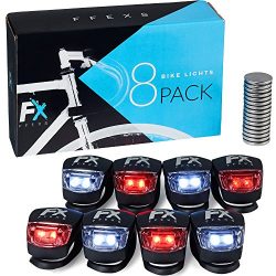 Bike Lights Front and Back – Bike Lights Set of 8 (Bateries + 8 Extra Sets of Batteries In ...