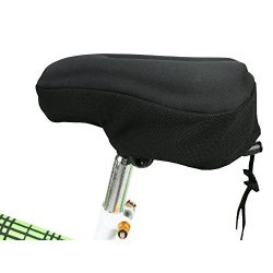 CHILDHOOD Breathable Children Bicycle Seat Cushion Gel Seat Cover Case Black (6.69″x 9.45& ...